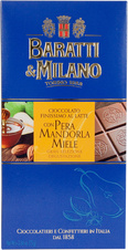 Čokoláda mléčná hruška-mandle-med Baratti & Milano 75g