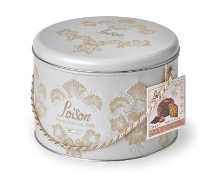 Panettone s čokoládou a slaným karamelem Loison 750g Dárková krabice - plech