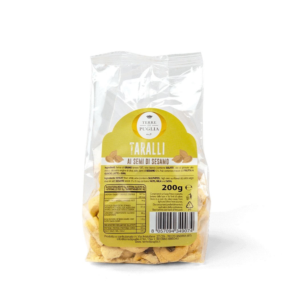 Taralli se sezamovým semínkem Terre di Puglia 200g