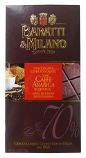 Čokoláda hořká 70% s krystalky kávy Baratti & Milano 75g
