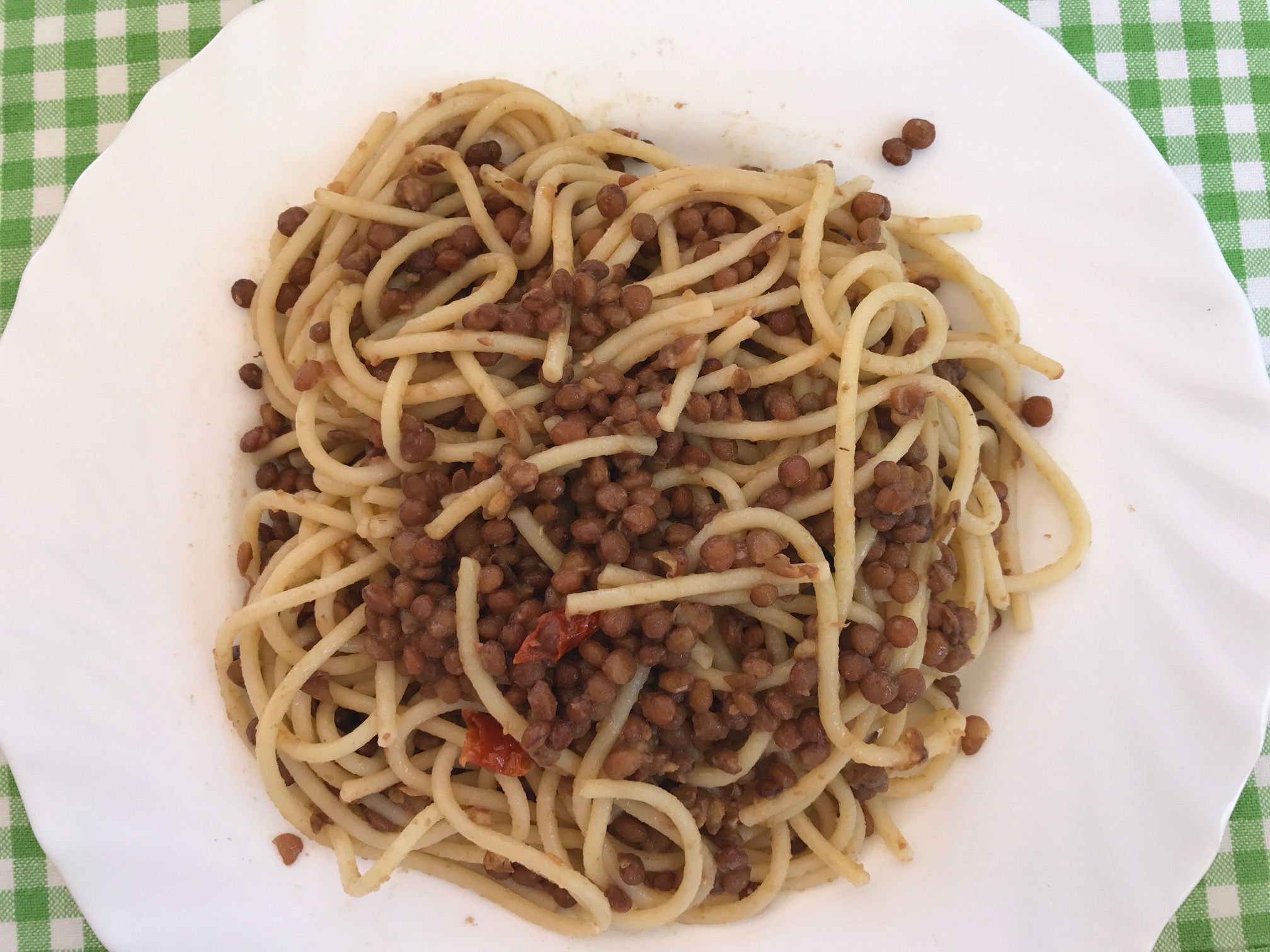 Spaghetti con lenticchia
